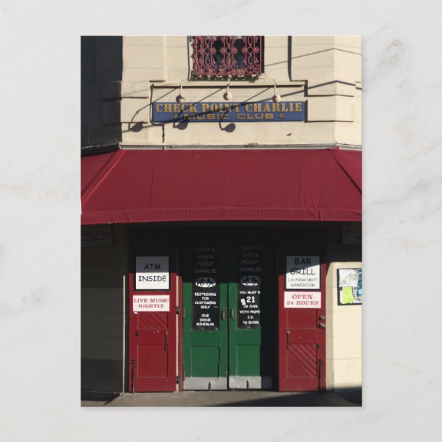 Checkpoint Charlie, New Orleans Postcard (Front)