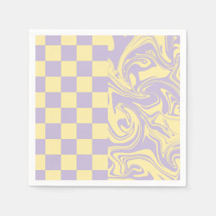 Checks and Swirls - Pastel Yellow and Purple Napkin