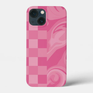 Checks and Swirls - Pink iPhone 13 Mini Case