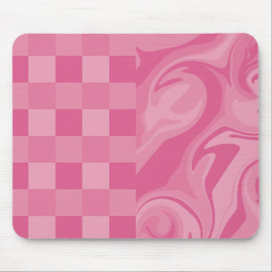 Checks and Swirls - Pink Mouse Mat
