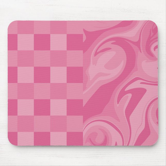 Checks and Swirls - Pink Mouse Mat (Front)
