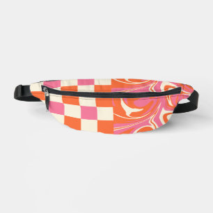 Checks and Swirls - Pink, Orange and Cream Bum Bags