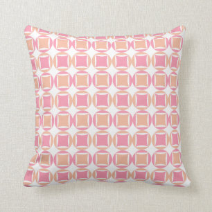 Checks & Circles in Orange and Pink Pattern Cushion