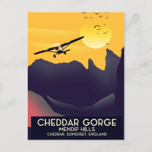 Cheddar Gorge vintage travel poster. Postcard