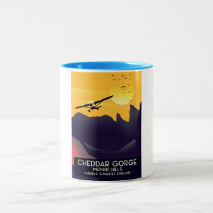 Cheddar Gorge vintage travel poster. Two-Tone Coffee Mug