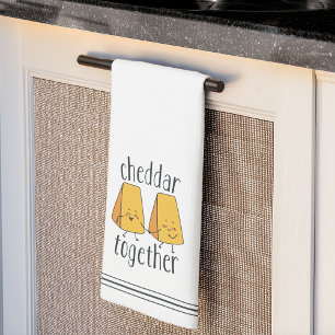 Cheddar Together Cute Funny Cheese Pun Tea Towel