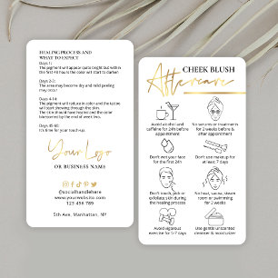 Cheek Blush Care Instructions Metallic Gold PMU Business Card