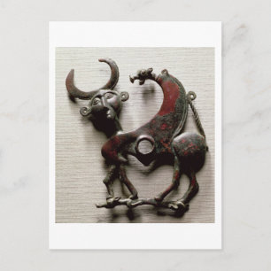 Cheek piece of a horse bit in the form of a human- postcard