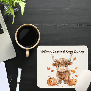 Cheeky Autumn Highland Cow Mouse Mat