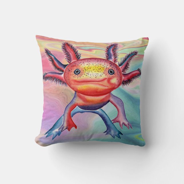 Cheeky Axolotl design decorative cushion (Front)