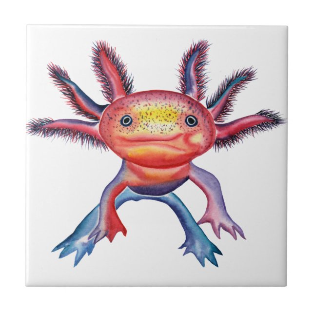 Cheeky Axolotl design decorative tile (Front)