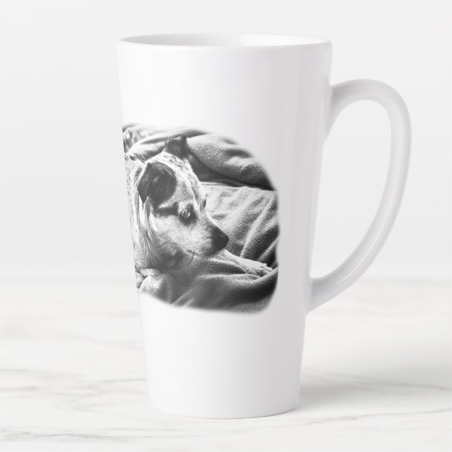 Cheeky Bedtime Look, Terrier On Guard Latte Mug (Right)