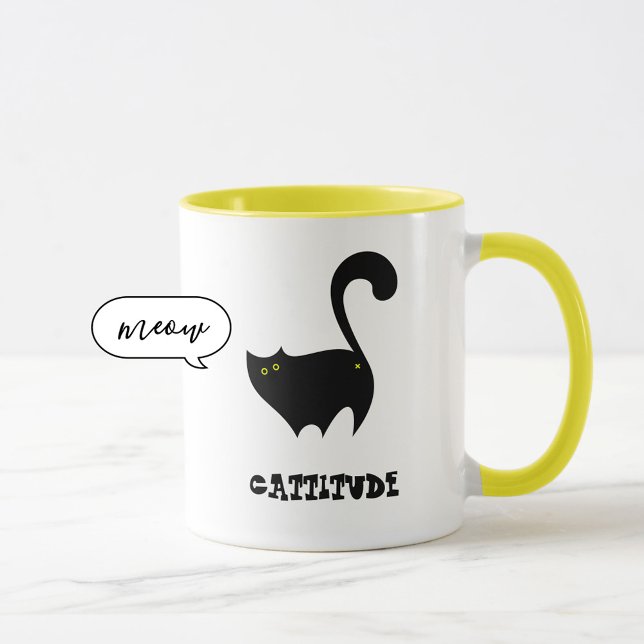 Cheeky Black Cat with Cattitude Funny Mug (Creator Uploaded)