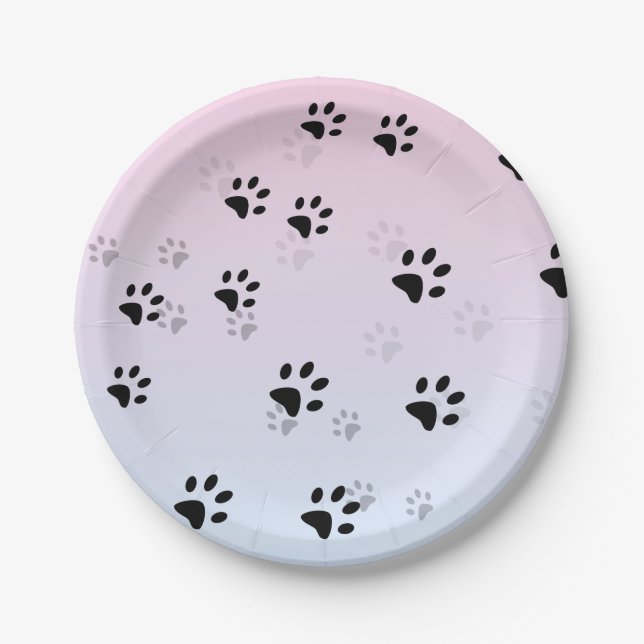 Cheeky Cats Footprints Pink and Blue Paper Plate (Front)
