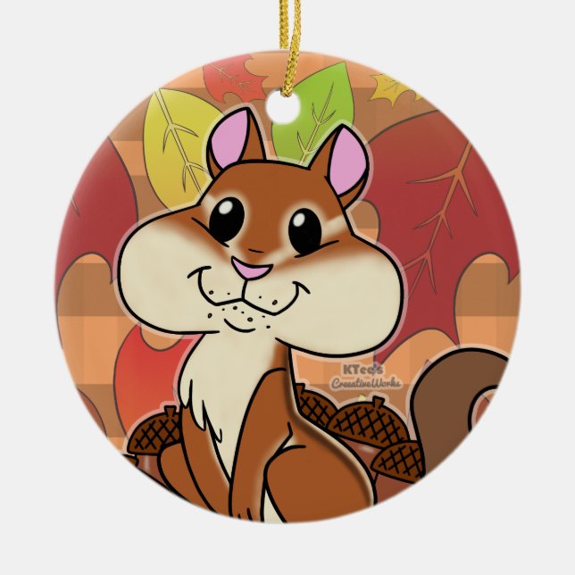 Cheeky Chipmunk - Ceramic Tree Decoration (Front)