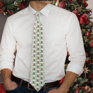 Cheeky Christmas Cat Humour Maine Coon Green Funny Tie