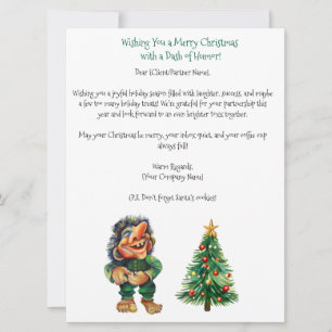 Cheeky Christmas Troll and Tree Delight Holiday Card