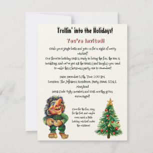 Cheeky Christmas Troll and Tree Delight Invitation