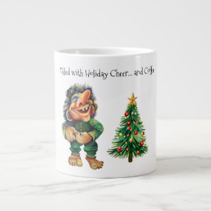 Cheeky Christmas Troll and Tree Delight Large Coffee Mug