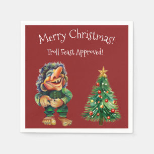 Cheeky Christmas Troll and Tree Delight Napkin