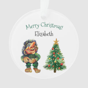 Cheeky Christmas Troll and Tree Delight Ornament