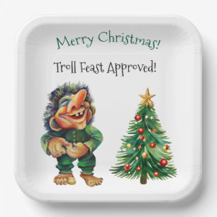 Cheeky Christmas Troll and Tree Delight  Paper Plate