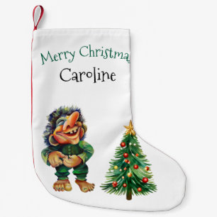Cheeky Christmas Troll and Tree Delight  Small Christmas Stocking