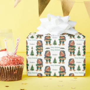 Cheeky Christmas Troll and Tree Delight  Wrapping Paper