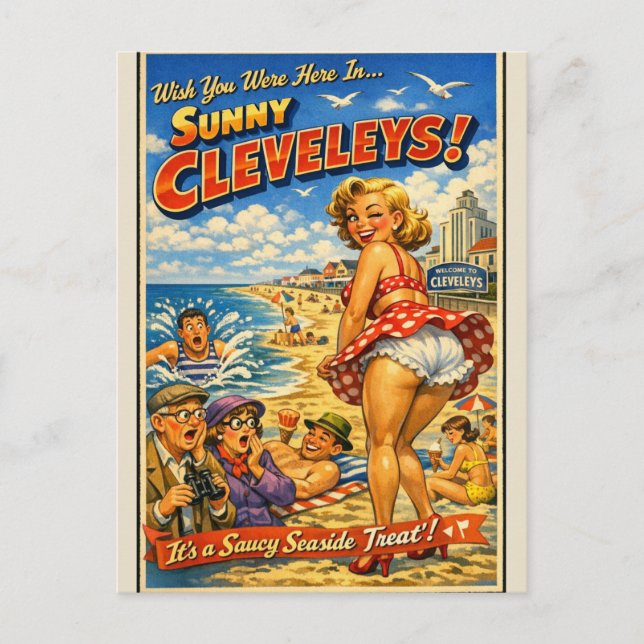 Cheeky Classic Cleveleys Postcard (Front)