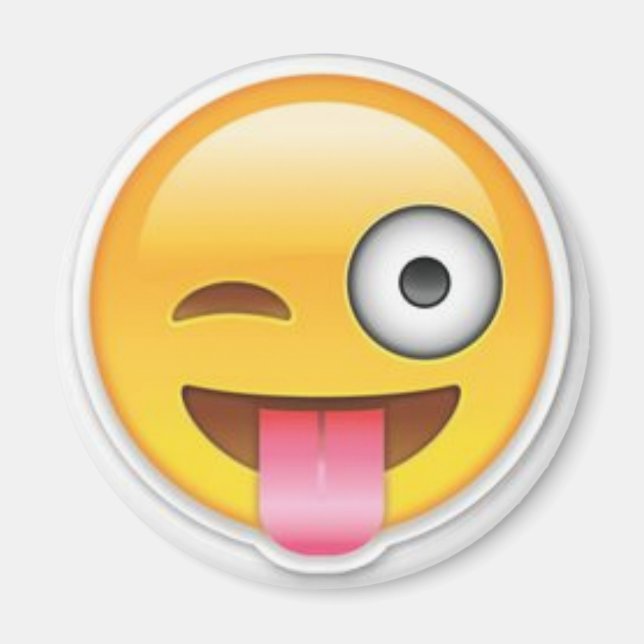 Cheeky emoji wink magnet (Front)