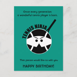 Cheeky green Tennis 🎾 Ninja Happy Birthday Postca Postcard