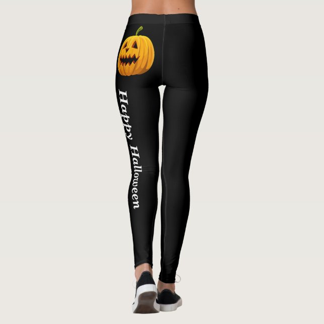 CHEEKY Halloween Jack O Lantern Orange Black Leggings (Back)
