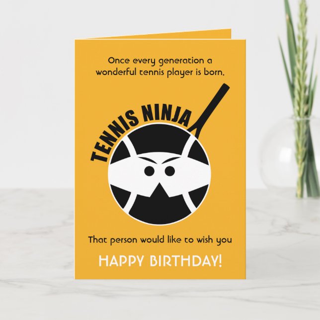 Cheeky Happy Birthday 🎾Tennis Ninja yellow 💛 Car Card (Front)