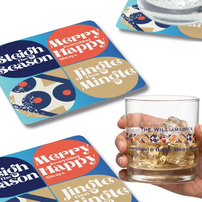 Cheeky Holiday Drink Coaster Set (Listing is for a set of 6 coasters the glass is sold separately as part of same collection)