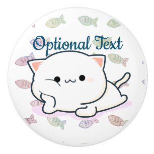 Cheeky Kawaii Style Kitten Ceramic Knob