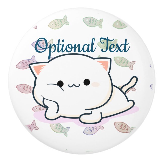 Cheeky Kawaii Style Kitten  Ceramic Knob (Front)