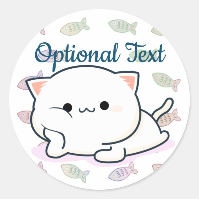 Cheeky Kawaii Style Kitten   Classic Round Sticker (Front)