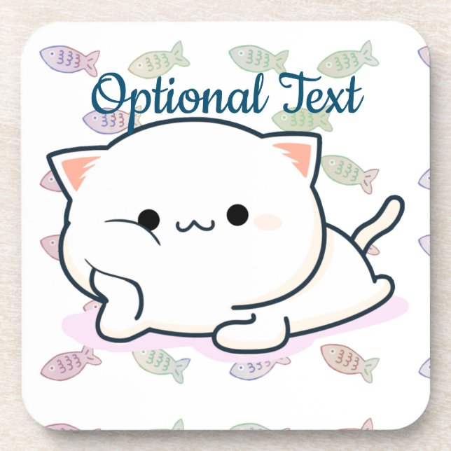 Cheeky Kawaii Style Kitten  Coaster (Front)