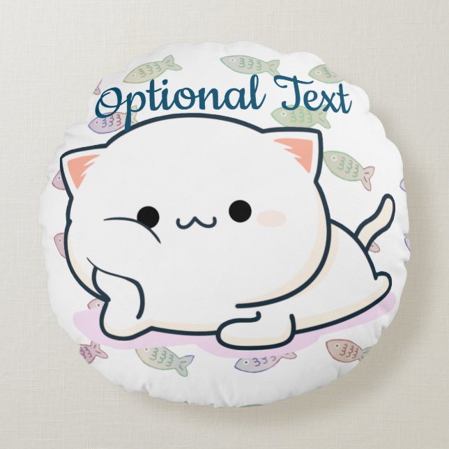 Cheeky Kawaii Style Kitten  Round Cushion (Front)