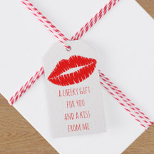 Cheeky Kiss Red Lipstick Lip Print Gift Tags