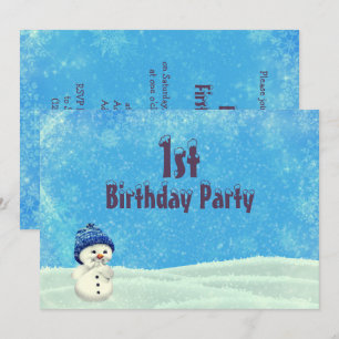 Cheeky Little Snowman's 1st Christmas Birthday Invitation