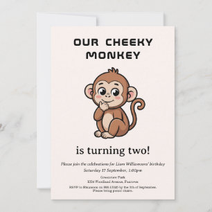 Cheeky Monkey 2nd Birthday invitation