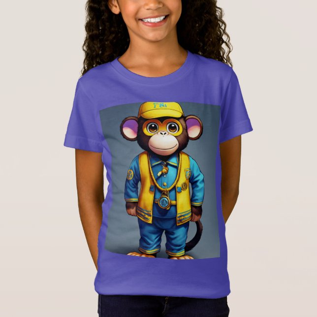 Cheeky Monkey 3rd Birthday Tee – Yellow & Blue Cap (Front)