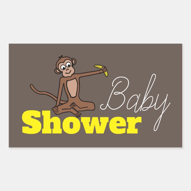 Cheeky Monkey, Baby Shower Rectangular Sticker (Front)