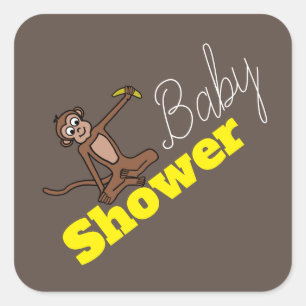 Cheeky Monkey, Baby Shower Square Sticker