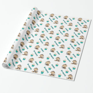 Cheeky Monkey Birthday wrapping paper
