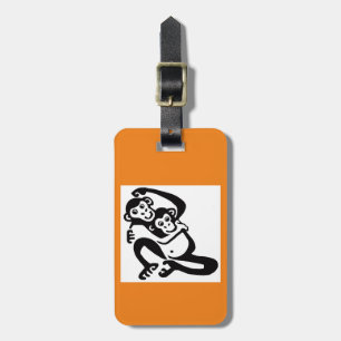 Cheeky monkey - BONOBO -  Chimpanzee - Orange  Luggage Tag
