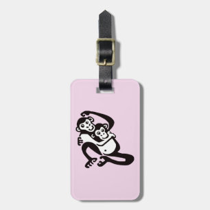 Cheeky monkey - BONOBO - Chimpanzee - Pink Luggage Tag
