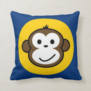 cheeky monkey cushion blue