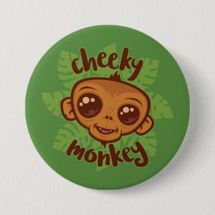 Cheeky Monkey Cute Cartoon Primate Drawing 7.5 Cm Round Badge